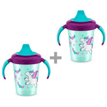 Imagem de kit 2 Caneca Magia Lillo Copo Antivazamento Aprendizado 207ml, Unicórn