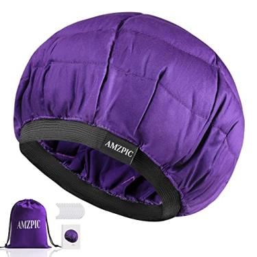 Imagem de Touca térmica sem fio com condicionamento profundo – Tampa térmica segura para cozinhar no micro-ondas, terapia de calor para cabelo, interior de semente de linhaça para máxima retenção de calor (segunda geração)