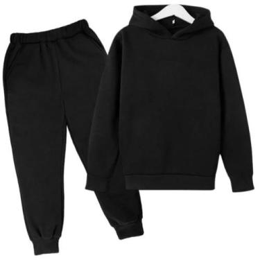 Imagem de Conjunto Moletom flanelado Infantil Kids Juvenil unissex Blusa Com Cap