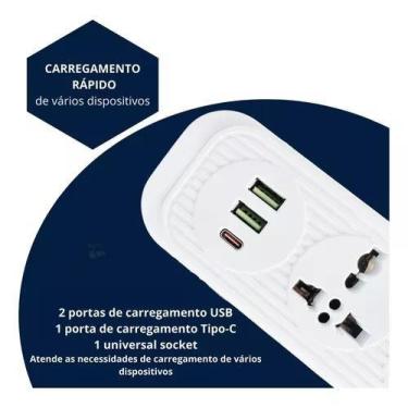 Imagem de Filtro Linha Extensão 4t 2 Usb 1 Pd 1 Universal Bivolt - Sem Marca