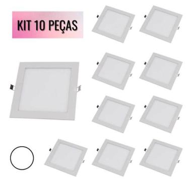 Imagem de Kit 10 Painel 18W Led Quadrado 22X22 Embutir 6500K Branco Frio - Led F