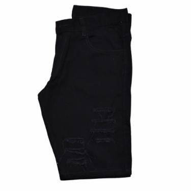 Imagem de Bermuda Jeans Masculina Juvenil Destroyed - WM, Preto, 38, Masculino