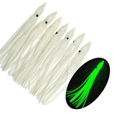 Imagem de Saias de lula de pesca iscas luminosas de polvo iscas de polvo iscas de pesca de plástico macio para robalo salmão truta 5 cm/1,96 pol. pacote com 20 (brilho, 5 cm)