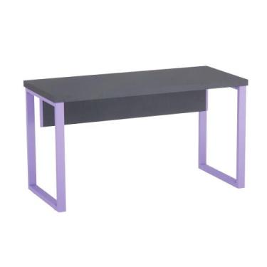 Imagem de Mesa Auxiliar Tubolar PE 40 Pandin 90 Cm Grafito e Lilas