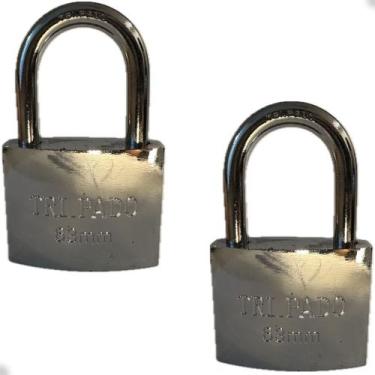 Imagem de 2 Cadeados chave tetra cromado 63mm 3 chaves  - sem marca
