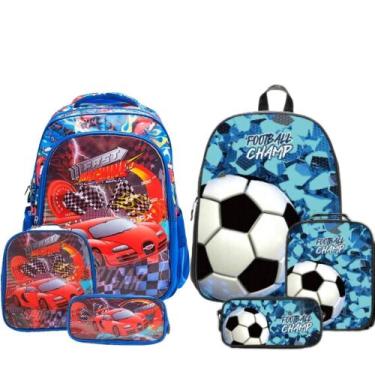 Imagem de Kit Mochila Escolar Infantil Aleatório Menino Com e Sem Rodinhas Crian