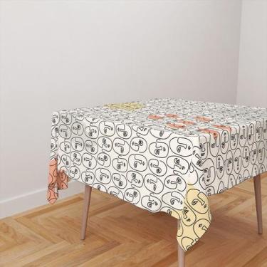 Imagem de Toalha De Mesa Quadrada 4 Lugares Tecido Oxford Rostos Orgânicos TL216