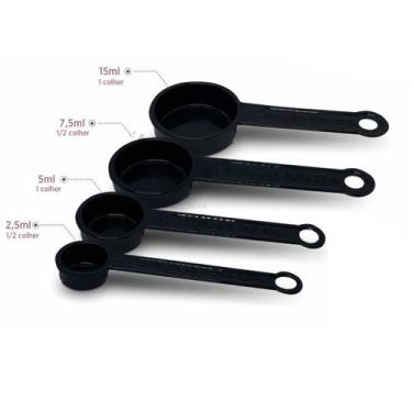 Imagem de Colher Medida 4 (Quatro) Peças Colher de Chá e Sopa Cor Preto Poliprop