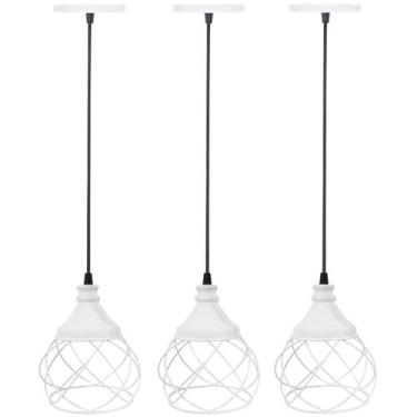 Imagem de 3 Pendentes Aramado Esfera Balonê Lustre Luminária Teto Regulável Sala