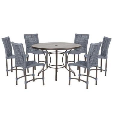 Imagem de Mesa Ascoli 120 Cm com 6 Cadeiras Cannes de Alumínio, Pintura Marrom e