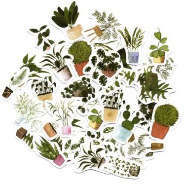 Imagem de Adesivos Decorativo Scrapbook Planner 46 Peças Vasos Plantas - Doce Te