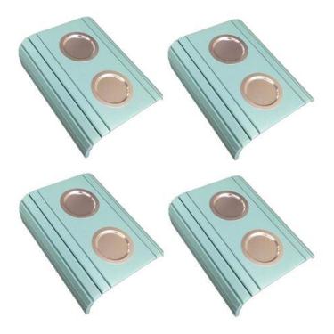 Imagem de Kit 04 Esteira Decorativa Laqueada Sofá Alumínio Azul Bebe - M A Sorpr