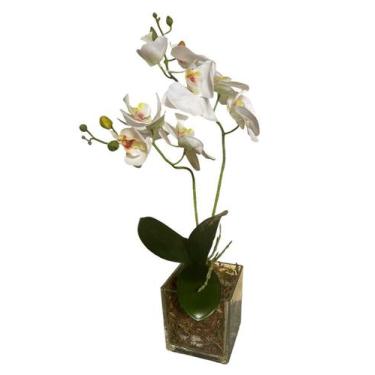 Imagem de Arranjo De Orquídeas Decorativas de Silicone Vaso Quadrado - BKAZZA