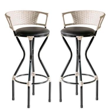 Imagem de 2 Banquetas Charme em Ferro e Fibra Sintética para Balcão, Bar  - Coag