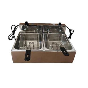 Imagem de Fritadeira elétrica 10 litros profissional inox 2 cubas - gm equipamen