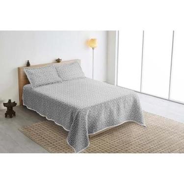 Imagem de Kit colcha jacquard montblanc creta cinza 51 casal queen - Tapete Magi