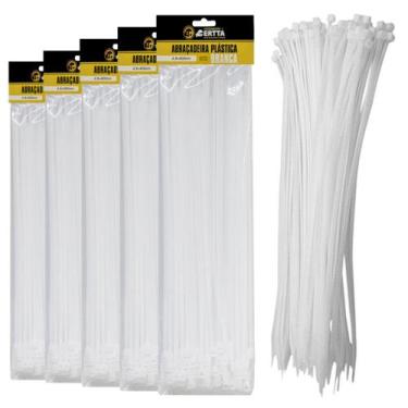 Imagem de 5 Pacotes Com 50 Abraçadeiras De Nylon Branca 4,8x400mm Fita Herman Ci