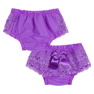 Imagem de Calcinha folho renda infantil menina laço em cetim delicada e confortá