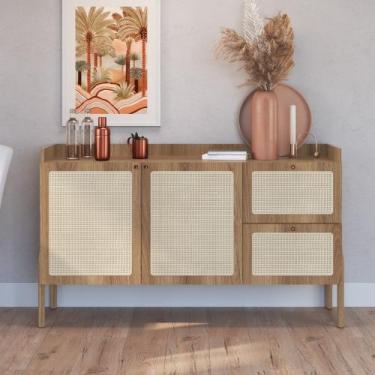 Imagem de Balcão buffet oslo 139cm 2 portas 2 gavetas base em madeira mdp hanove