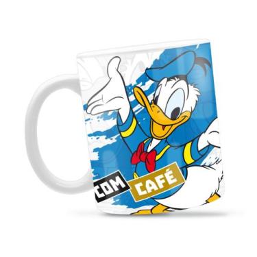 Imagem de Caneca Pato Donald Com Café Divertida Porcelana Xícara 325ml + Caixa P
