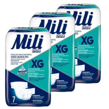 Imagem de Kit Fralda Geriátrica  Mili VITA    TAM: XG  3 pacotes c/7  (Total: 21