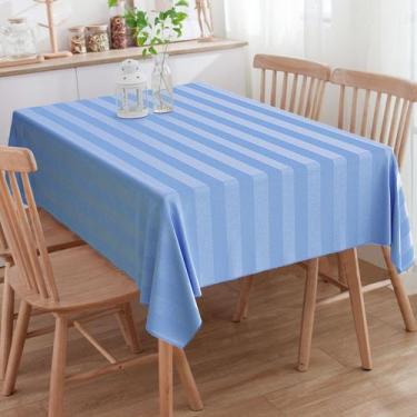 Imagem de Toalha de Mesa Retangular Listrado Azul Celeste 3m x 1.40m - Menedecor