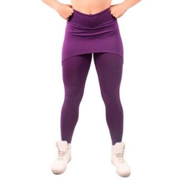 Imagem de Calça Legging Com Saia Fitness Serra e Mar Academia Tapa Bumbum Treino Suplex Moda Fitness-Feminino