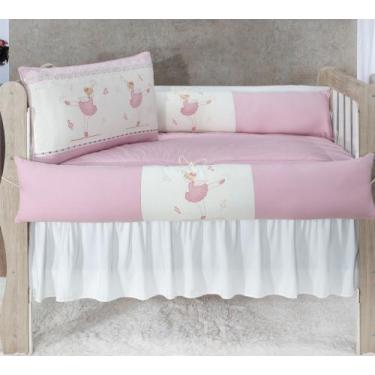 Imagem de Kit enxoval para berço 403 bailarina rose bordado com babado berço - M