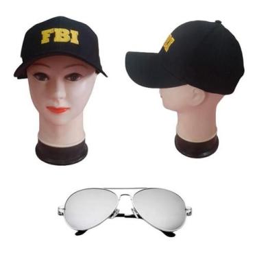 Imagem de Kit Fantasia Do F B I C/ Boné Bordado e Óculos Espelhado - CM Presente