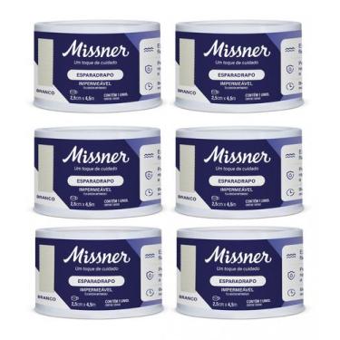 Imagem de Kit 6 Esparadrapo Impermeável 2,5cm X 4,5m Branco - Missner