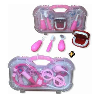 Imagem de Maleta Kit Medico rosa e kit dentista rosa Brinquedo Doutora Medicina 