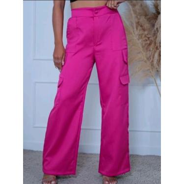 Imagem de calça cargo alfaiataria feminina - estacaomix, Fucsia, G