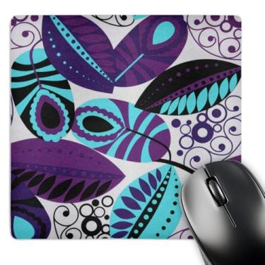 Imagem de 3Drose Mouse pad LLC 20,3 x 20,3 x 0,63 cm, roxo, preto, verde-água, folhas brancas e redemoinhos (Mp_112150_1)