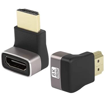 Imagem de QIANRENON 8K 270 graus HDMI macho para fêmea adaptador acoplador HDMI 2.1 para baixo 90 graus ângulo direito extensor em forma de L, suporte 8K @60Hz/4K @120Hz HDR, para projetor de TV, laptop, PC, 2