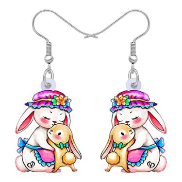 Imagem de YINYA Brincos de coelho de acrílico para o dia das mães, joias de animais de fazenda, presentes para casais, para amantes de animais de estimação, mulheres, meninas, crianças, decoração, Medium,