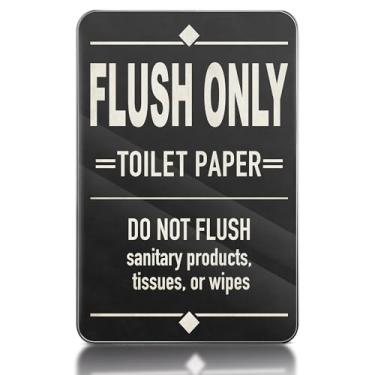 Imagem de Placa Do Not Flush – Placa de papel higiênico apenas nivelada – Sinais de banheiro para Airbnb, hotéis, negócios e banheiros domésticos placa de acrílico autoadesiva para banheiros em negócios e em