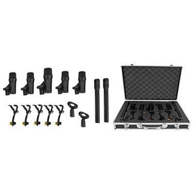 Imagem de Rockville Kit PRO-D7 Conjunto de microfones de bateria de 7 microfones, SPL alto, estrutura totalmente em metal, inclui clipes e capa, para gravação de bateria em estúdio e ao vivo
