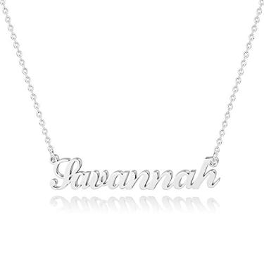 Imagem de Hidepoo Colar com nome personalizado – Colar com pingente de nome de aço inoxidável, corrente delicada com nome de letra, joias personalizadas, presentes para mulheres, Metal