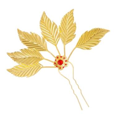 Imagem de Lureme Grampo de cabelo de folha dourada, acessório de cabelo étnico feminino com strass (hb000020-1)