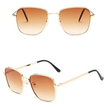 Imagem de HCHES Óculos de sol femininos antirreflexo espelho solar vintage metal óculos de sol masculino óculos de sol de condução uv400, marrom, tamanho único