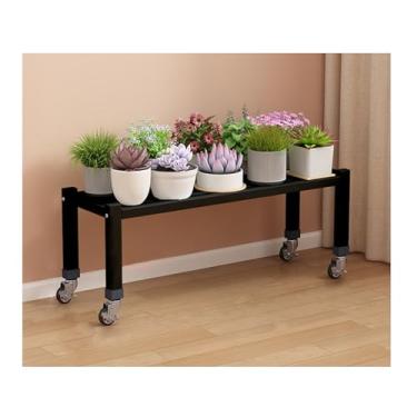 Imagem de Mobile Flower Rack，Plant Stand Indoor Outdoor，Simple Plant Stand，Tier Plant Stand With Wheels，Floor-Standing Glower Rack，Storage Rack，for Living Room Balcony Garden，White，Black(Black,80*26*25cm/31.5*1