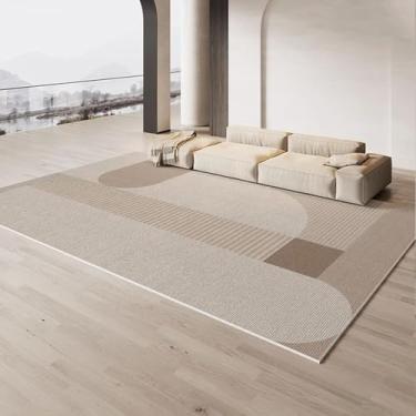 Imagem de Listrado Creme Carpete Bege Marrom Decoração Sala de Estar Tapetes Luxo Minimalista Tapetes Fácil Limpeza Conforto Quarto Tapetes,YHT142,J,60x90cm