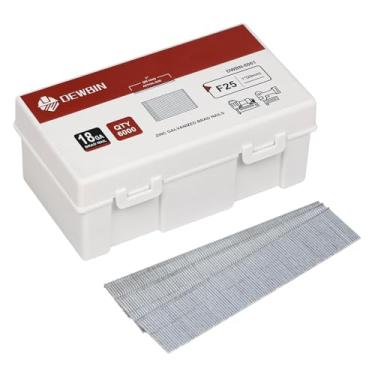 Imagem de DEWBIN Pregos Brad de calibre 18, 6000 unidades de 2,5 cm 18 GA, pregos galvanizados para pistola de pregos, pistola elétrica Brad Nailer