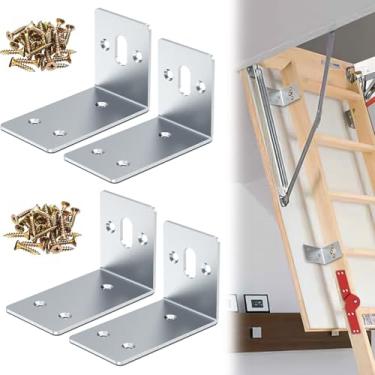 Imagem de 4 peças de suporte de canto em L, suporte de 90 graus para prateleiras e suportes de prateleiras, suporte angular, suportes de montagem para madeira (suporte prata 4 peças)