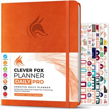 Imagem de Clever Fox Planejador Daily Pro – Agenda de 21,5 x 28 cm tamanho A4 e diário de gratidão para aumentar a produtividade, gerenciamento de tempo e atingir seus objetivos – sem data – dura 3 meses (laranja)