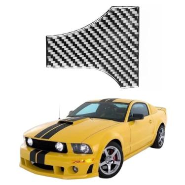 Imagem de IKUESM compatível com acessórios Ford Mustang 2005-2009 GT S197 Interruptor do farol do carro interior em fibra de carbono Adesivo de acabamento do volante esquerdo direito((BLACK) A)
