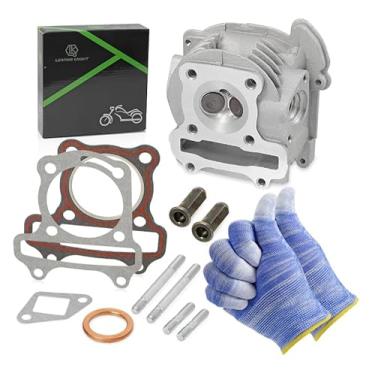 Imagem de LK 47 mm Cabeça de cilindro GY6 49cc 50cc para 100cc motor scooter, conjunto de cabeça de cilindro de 69 mm com válvulas conjunto para ciclomotor chinês 139QMB 139QMA ATV Go Kart Quad, kit de motor de