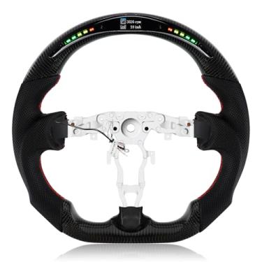 Imagem de VOONKE Volante de Fibra de Carbono Real para Nissan com Indicador de Mudança de Marcha Em Led Volante de Couro Perfurado Em Forma de D Nappa com Fundo Plano para Nissan 370Z 2008-2019