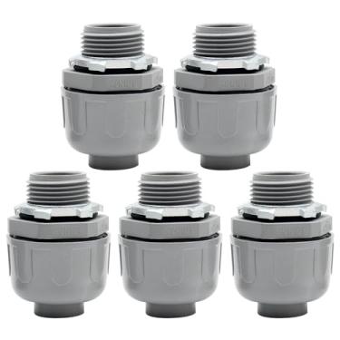 Imagem de MAKERELE Pacote com 5 conectores apertados de líquido PVC 180° de 3/4 polegadas - listado na UL, garantia de 90 dias, conector de conduíte elétrico para enterramento direto e equipamento marítimo
