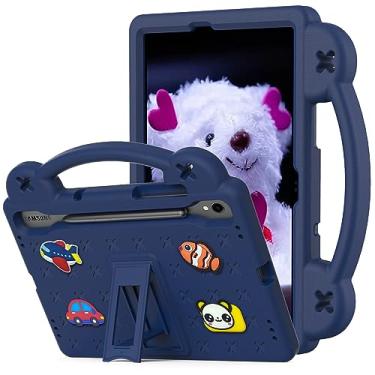 Imagem de AKABEILA Compatível com Samsung Galaxy Tab S7 2020/S8 2022/Tab S9 2023 27.9 cm/Tab S9 FE 2023 11 polegadas, capa infantil com alça de ombro, alça de suporte e bandeja de caneta, azul marinho